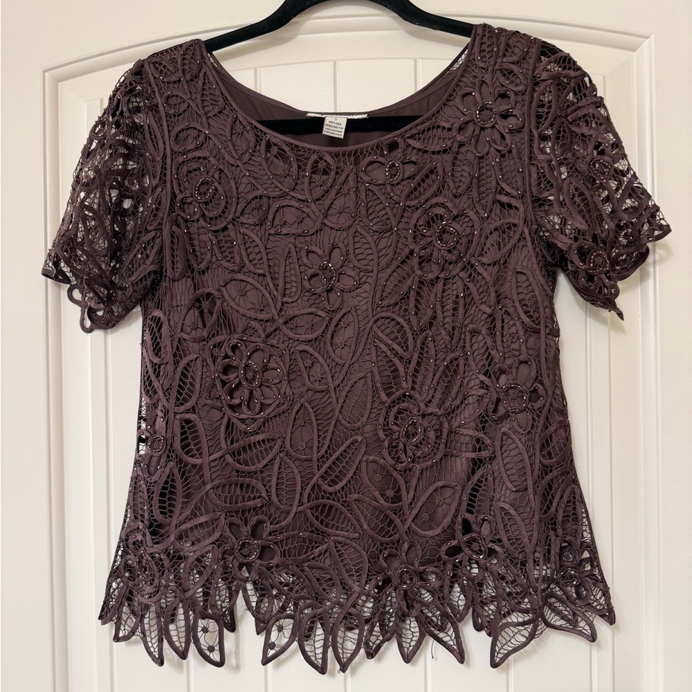 Silken Poetry/Soulmates 100% silk with beading,lace top and high waisted skirt.